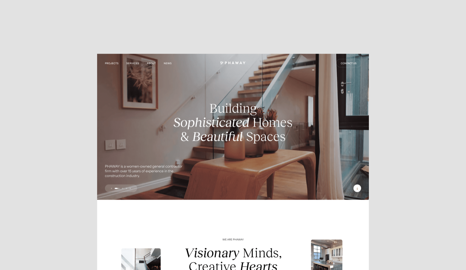 Homepage, in section