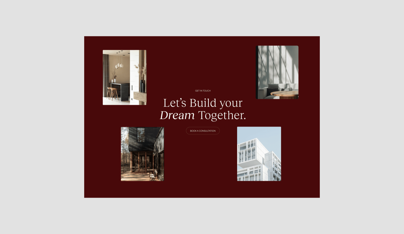 “Let's build your dream together” — project work front and center.